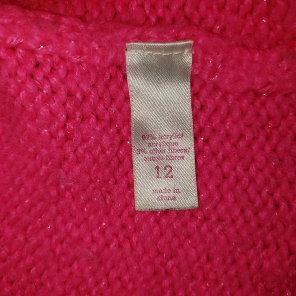 JUSTICE LOVE HOT NEON PINK SEQUINED SWEATER SIZE 12